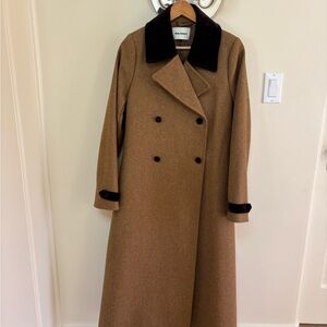 MOLLY GODDARD Two tone brown Double-Breasted wool Coat